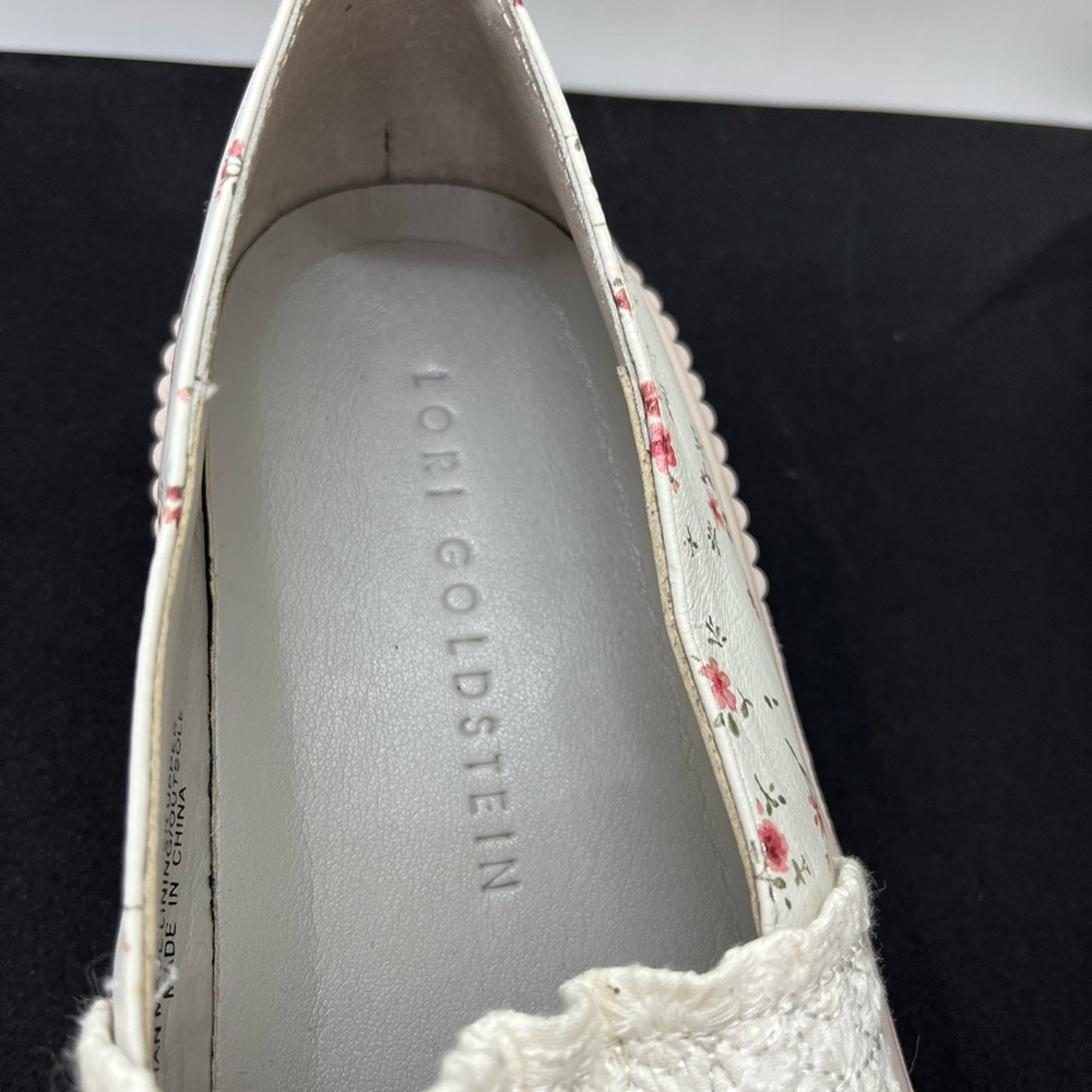 Lori Goldstein Off White Eyelet Floral Sabrine Slip On Sneakers - Picture 5 of 9